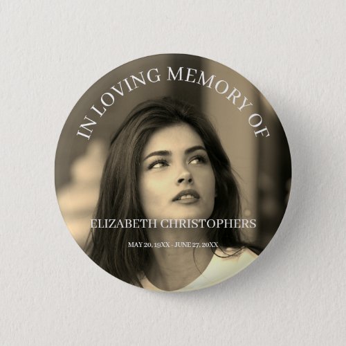 Customized Sepia Photo Funeral Memorial Button