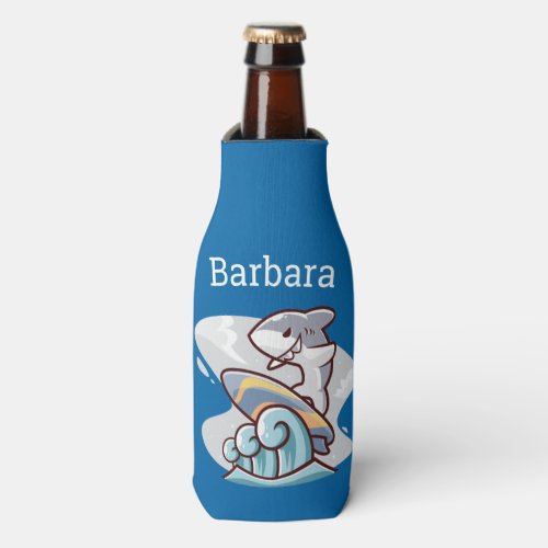 Customized Shark Surfing Bottle Cooler