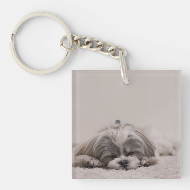 Customized Shih tzu Keychain, Sleeping Dog Keychain (Front)