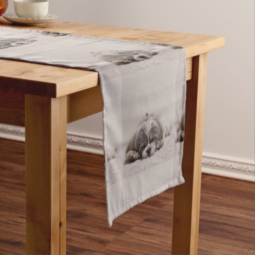 Customized Shih tzu Table Runner Sleeping Dog Short Table Runner