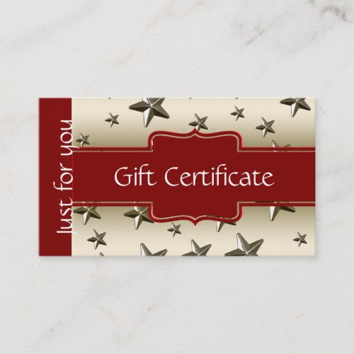 Customized Shiny Gold Stars Gift Certificate