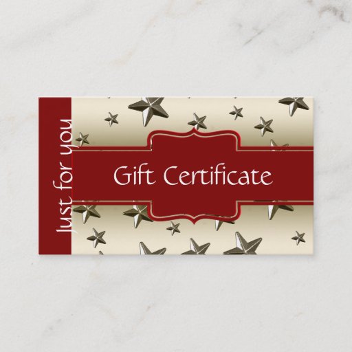 Customizable Customized Shiny Gold Stars Gift Certificate Business Card