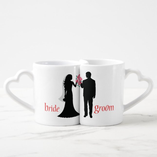 Customized Silhouette Bride and Groom Lovers Mugs (Front Nesting)