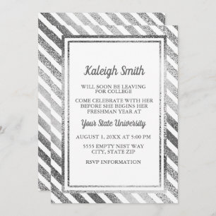 Customized Silver White College Trunk Party Invite