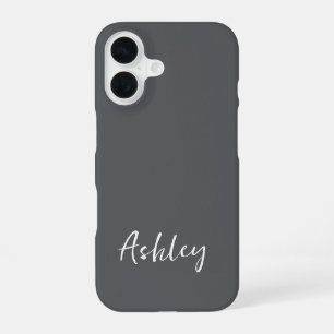 Customized Simple Stylish Modern Black Colour iPhone 16 Case