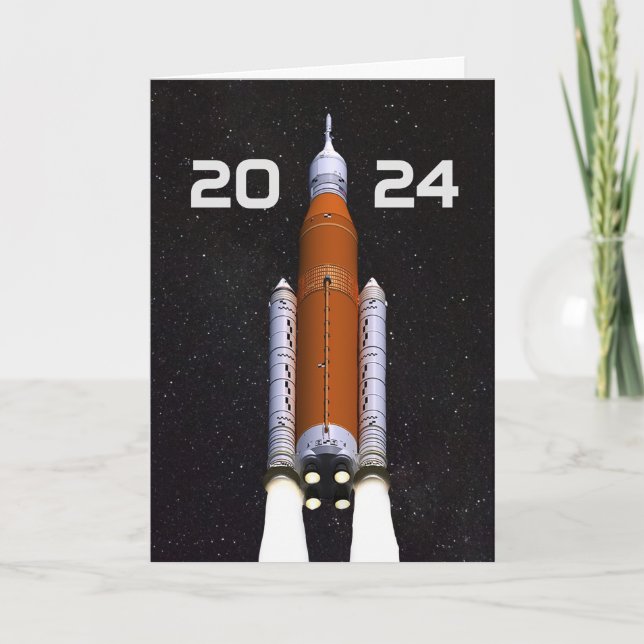 Customized SLS Space Rocket Graduation Party Card (Front)