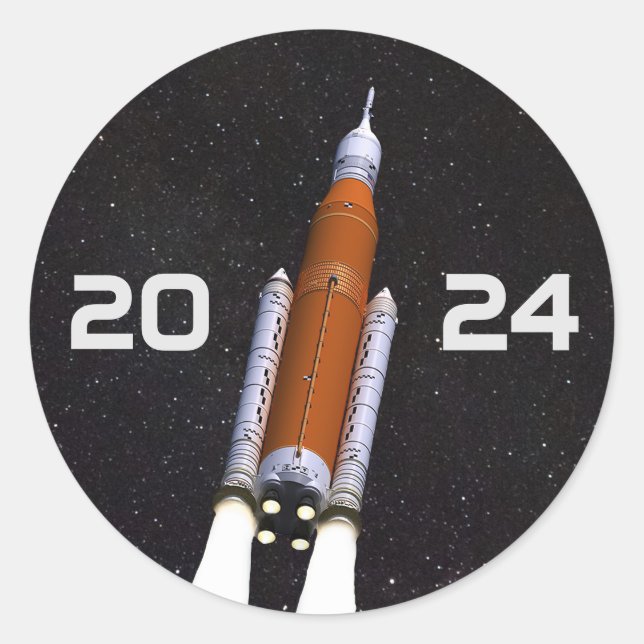 Customized SLS Space Rocket Graduation Party Paper Classic Round Sticker (Front)