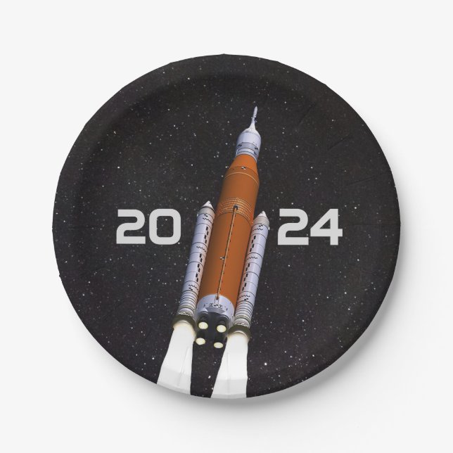 Customized SLS Space Rocket Graduation Party Paper Plates (Front)