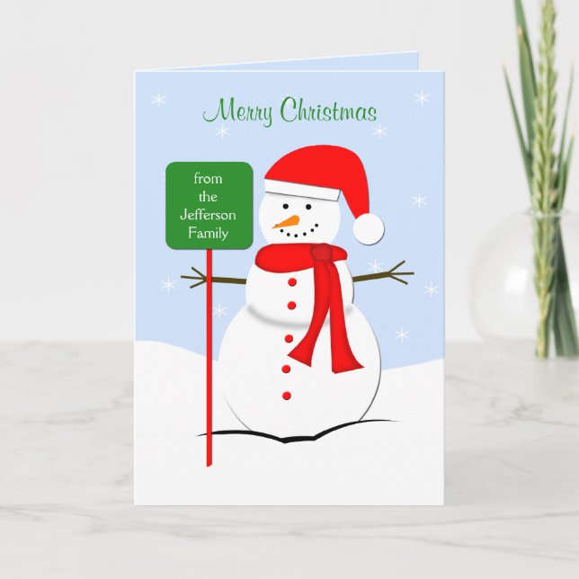 Customized Snowman Christmas Greeting Card (Front)