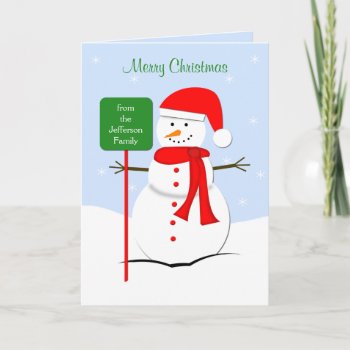 Customized Snowman Christmas Greeting Card by KathyHenis at Zazzle