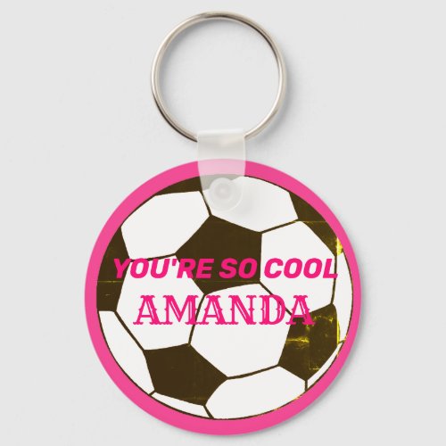 Customized Soccer Ball Pink Girls Keychain