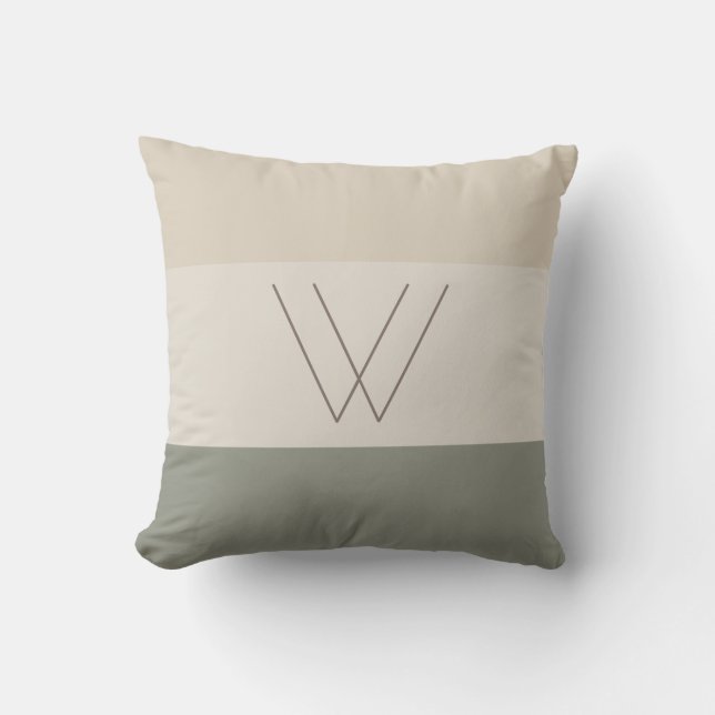 Customized Soft Evergreen, Off White, Tan & Brown Throw Pillow (Front)