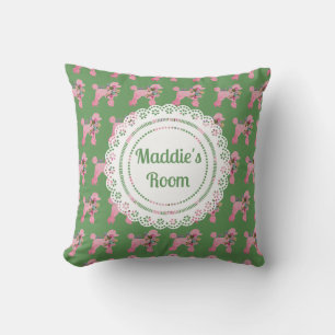 Customized Soft Sweet Pink Poodle Throw Pillow