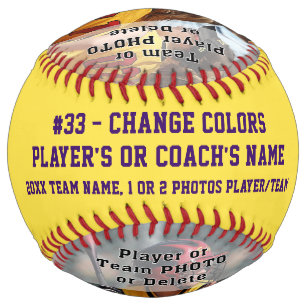 Customized Softball, 1 or 2 Pictures, Change COLOR Softball