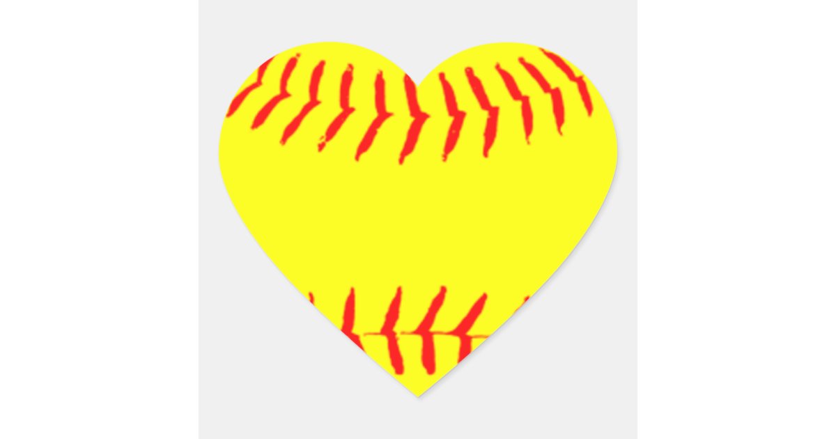 Customized Softball Heart Sticker Zazzle
