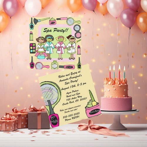 Customized Spa Party Birthday Invites