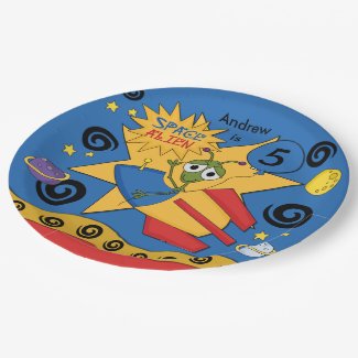 Customized Space Alien Birthday Paper Plate