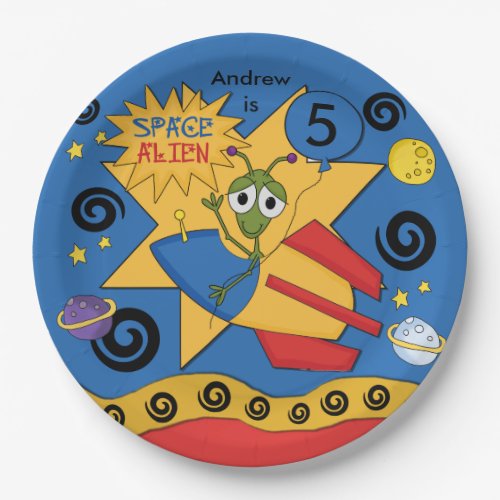 Customized Space Alien Birthday Paper Plate