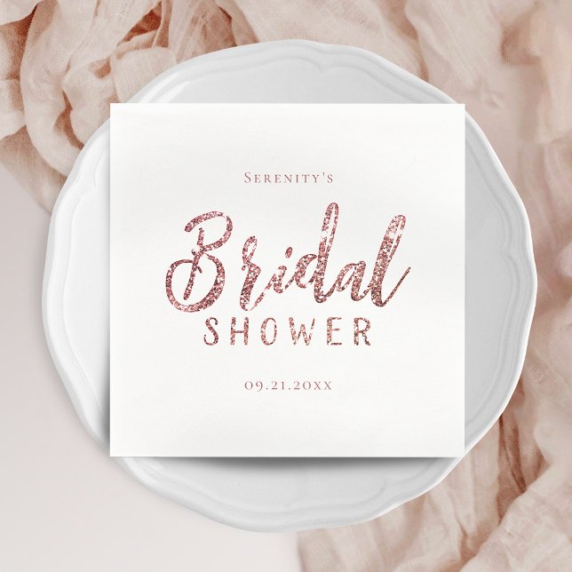 Customized sparkle rose gold glitter bridal shower napkins (Customized sparkle rose gold glitter bridal shower napkins)