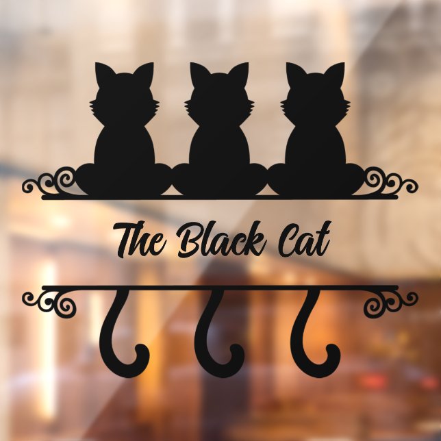 Customized Spilt Black Cat Monogram Window Cling (Sheet 2)