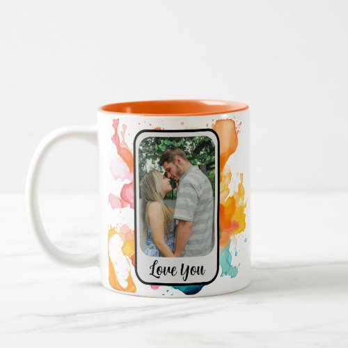 Customized Splash Color Image and Text Include Two_Tone Coffee Mug