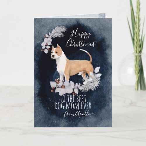 Customized Staffordshire Bull Terrier Christmas Holiday Card