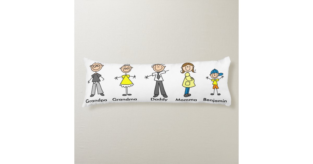 Customized Stick Figure Family Body Pillow Zazzle Com
