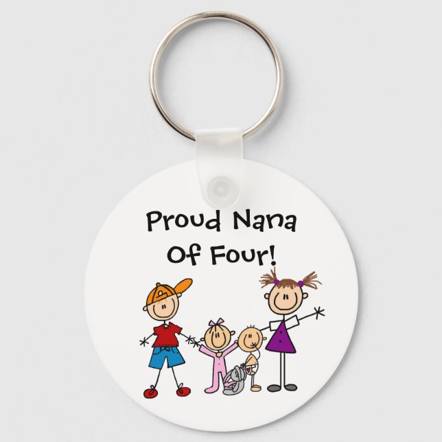 Customized Stick Figure Kids Family Keychains (Front)