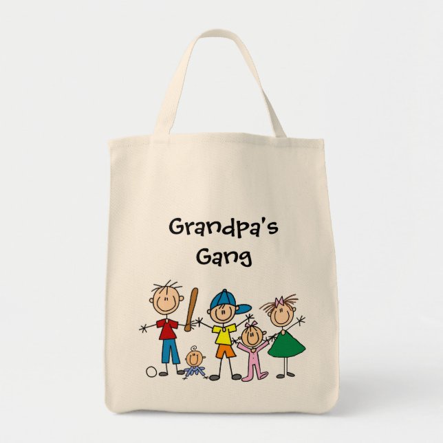 Customized Stick Figure Kids Family Tote Bag (Front)