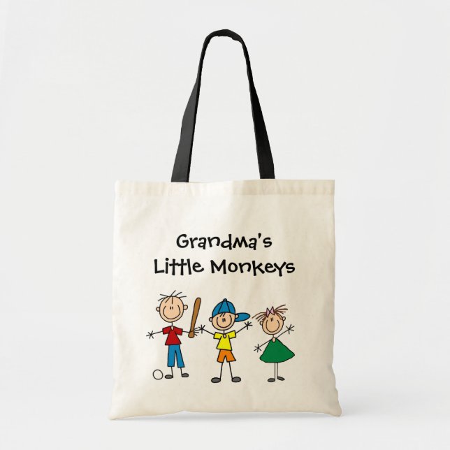 Customized Stick Figure Kids Tote Bag (Front)