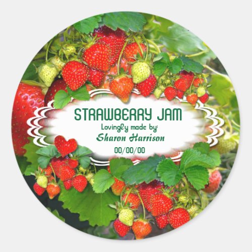 Customized Strawberry Jam Classic Round Sticker