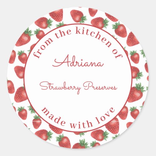 Customized Strawberry Jam From the kitchen of  Classic Round Sticker