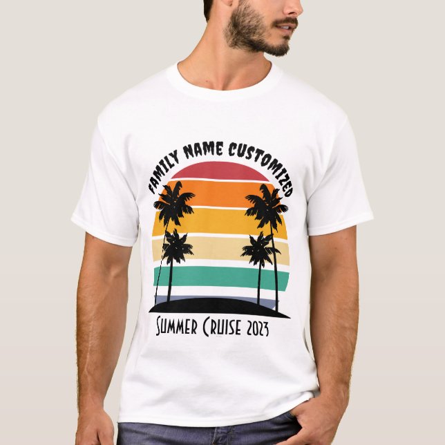Customized SummerT-shirt Summer Sunset Beach Palm  T-Shirt (Front)