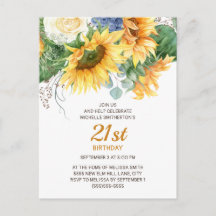 Customized Sunflowers Eucalyptus 21st Birthday