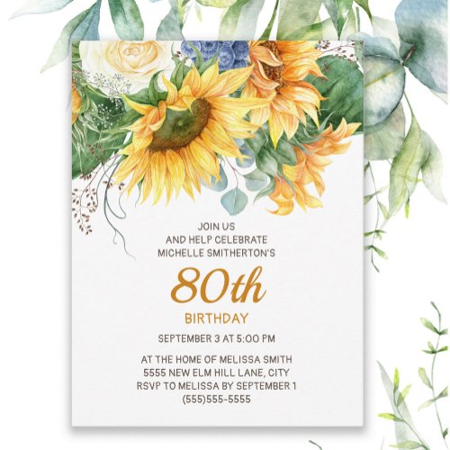 Customized Sunflowers Eucalyptus 90th Birthday Postcard