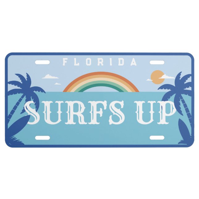 CUSTOMIZED SURFS UP FLORIDA  LICENSE PLATE (Front)
