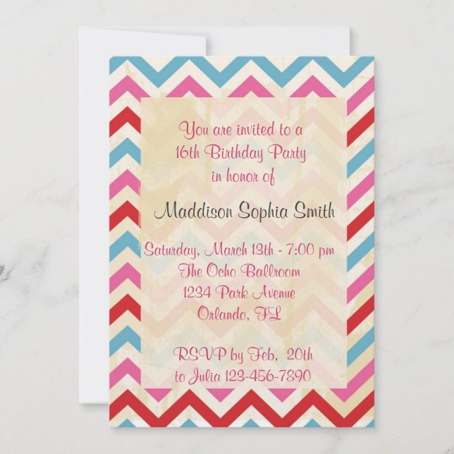 Customized Sweet 16 Birthday Invitations (Front)