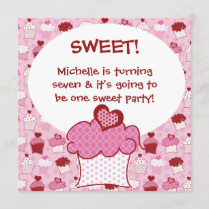 Customized Sweet Cupcake Birthday Invites