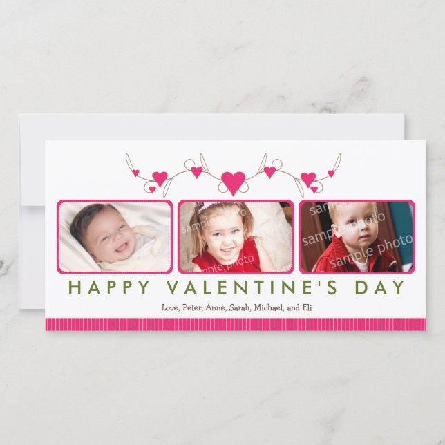 Customized Sweet Valentine's Day 3-Photo Card: 2 Holiday Card (Front)
