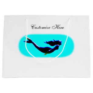 customized swimming mermaid large gift bag