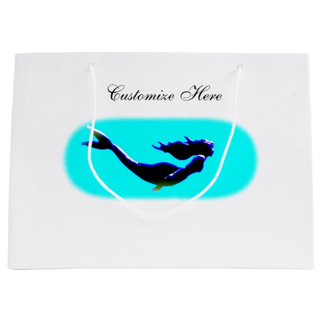 customized swimming mermaid large gift bag (Front)