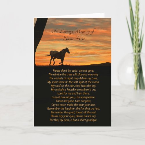 Customized Sympathy Card Spiritual Poem Card