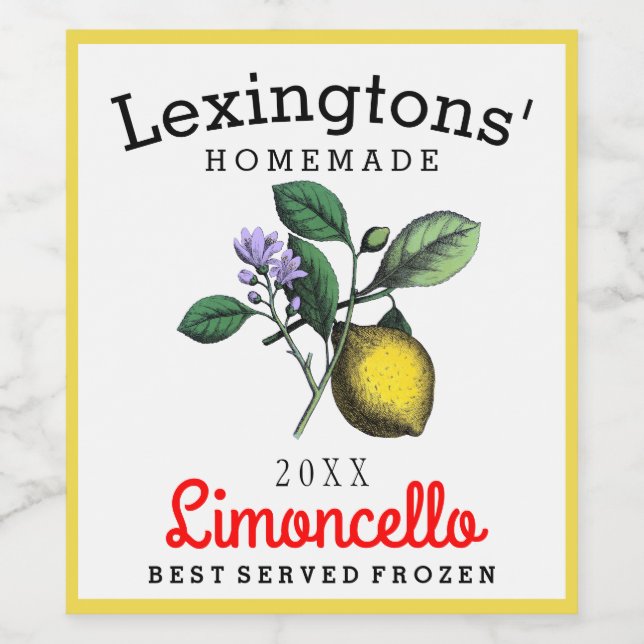 Customized Tall Limoncello Liquor Bottle Label (Single Label)