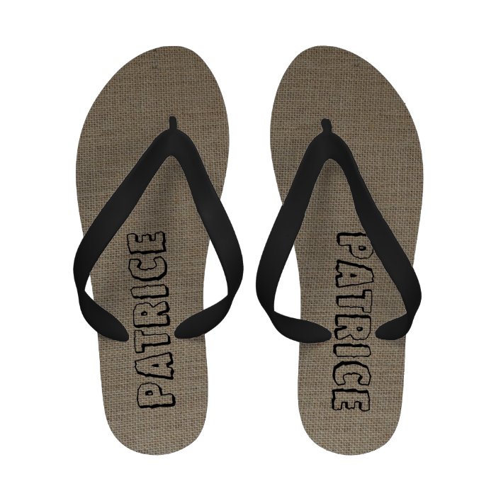 Customized Tan Burlap Look Flip Flops