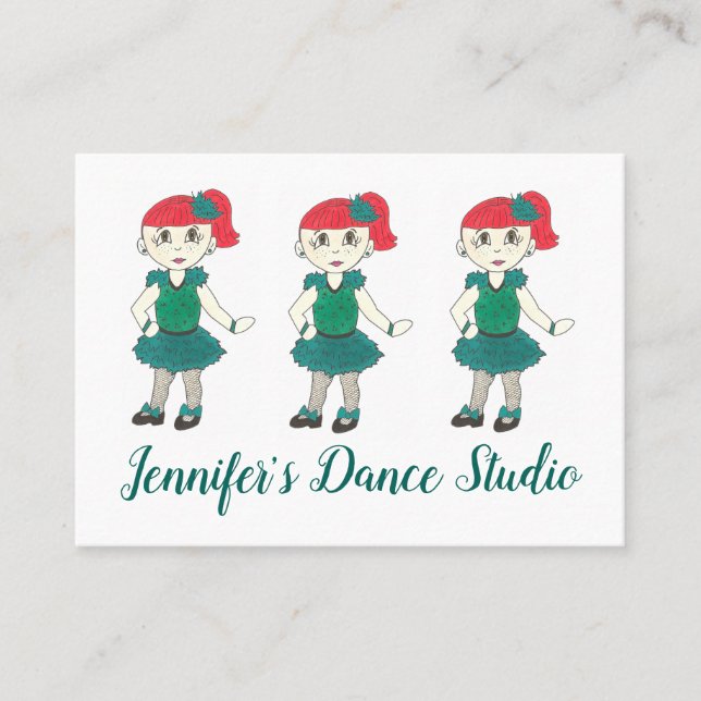 Customized Tap Dance School Studio Teacher Green Business Card (Front)