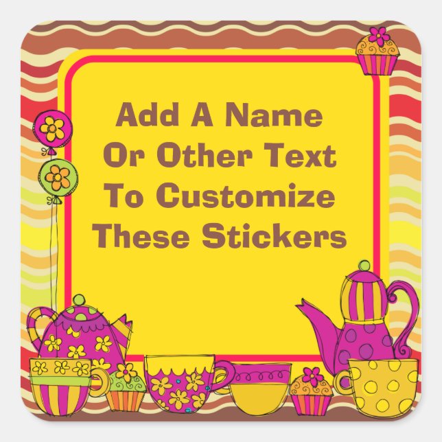 Customized Tea Party Stickers (Front)