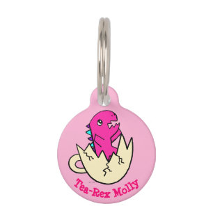 Customized Tea-Rex Pink Pet ID Tag