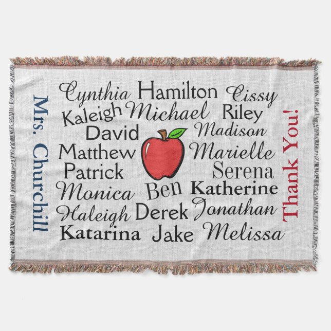 Customized Teacher Thank You Throw Blanket (Front)