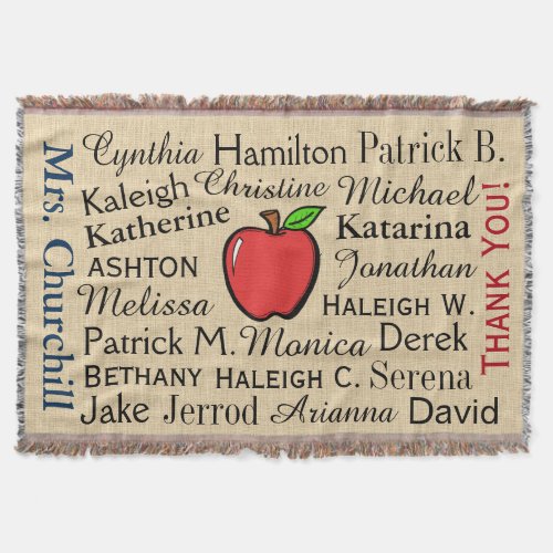 Customized Teacher Thank You Throw Blanket