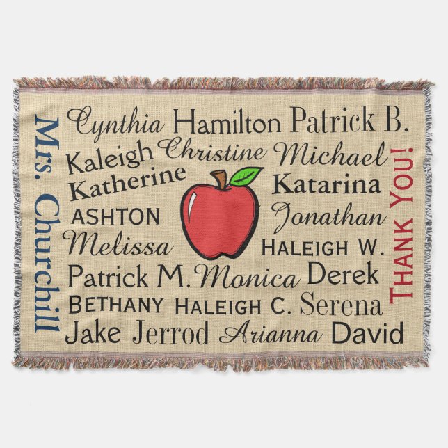 Customized Teacher Thank You Throw Blanket (Front)